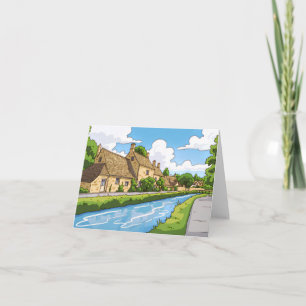 cartão de saudação com vista da vila de Cotswolds