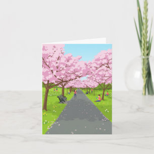 Cartão de saudação com vista para flor de cerejeir