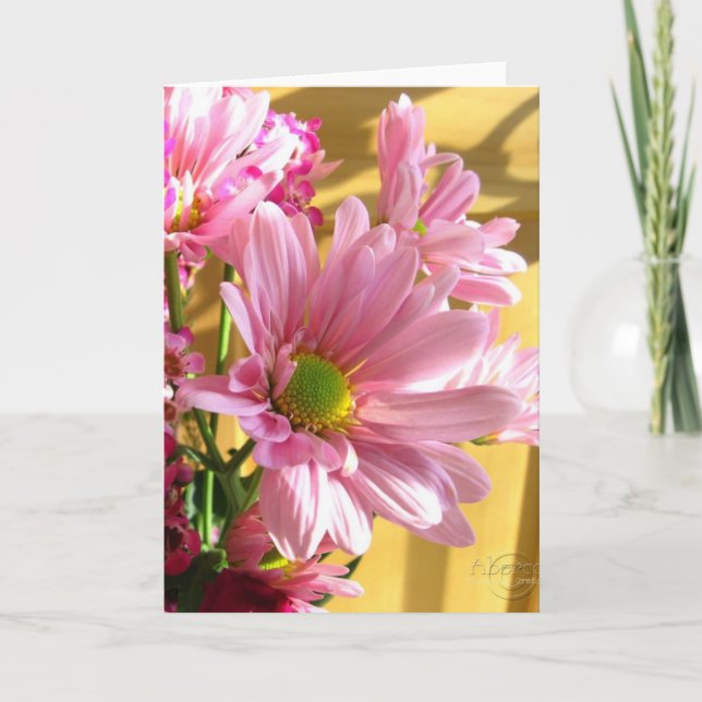 Cartão de saudação cor-de-rosa Mãe (Frente)