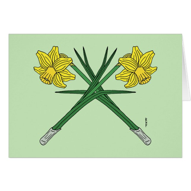 Cartão de Saudação Cruzado Daffodils (Frente Horizontal)
