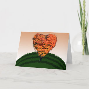 Cartão de Saudação da Árvore de Amor do outono