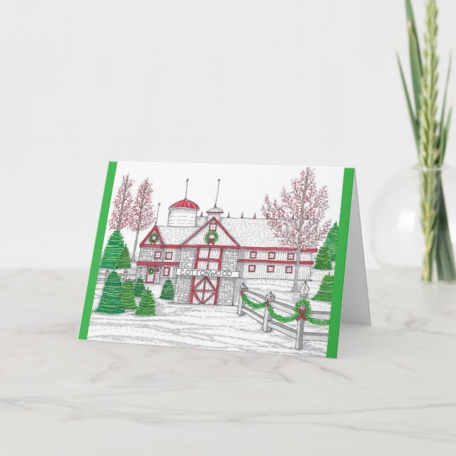 Cartão de Saudação da Barn de Natal (Frente)