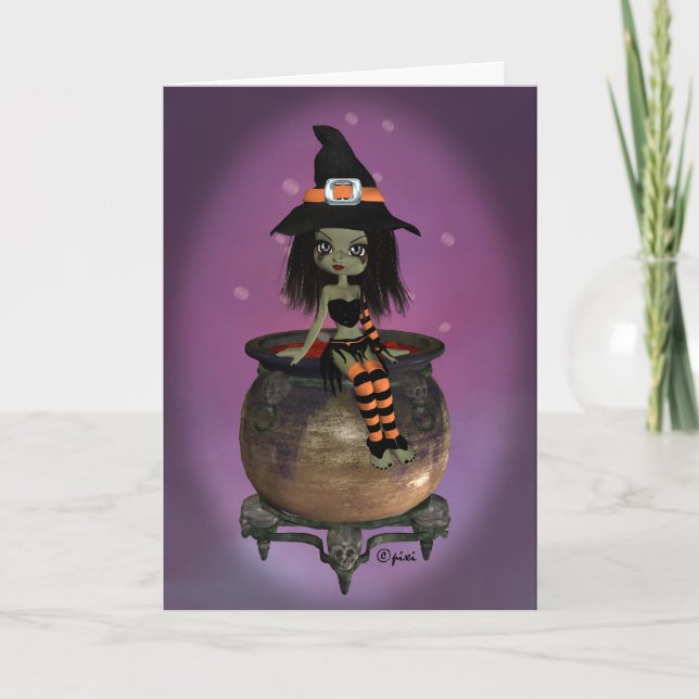 Cartão de Saudação da Bruxa de Halloween (Frente)