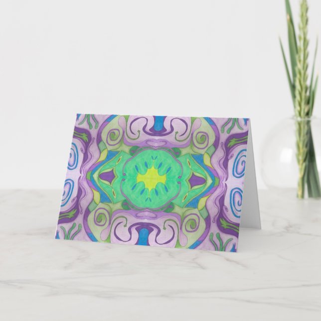 Cartão de Saudação da Fantasia Verde Puro (Frente)