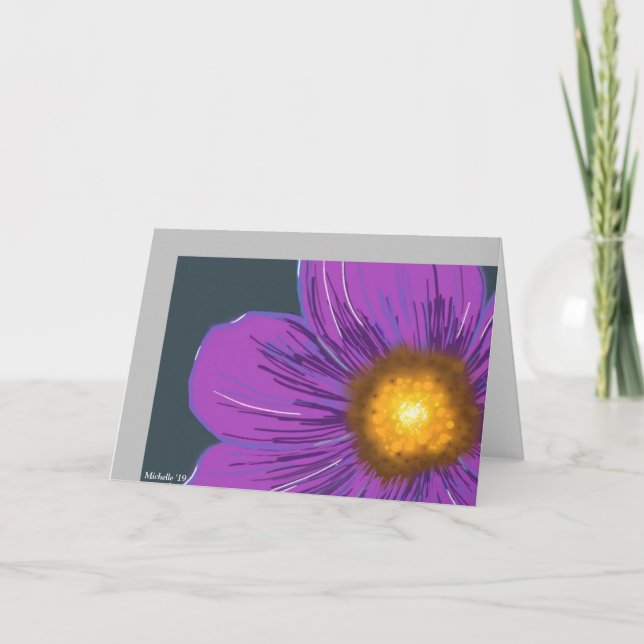 Cartão de saudação da Flor Roxo Grande (Frente)