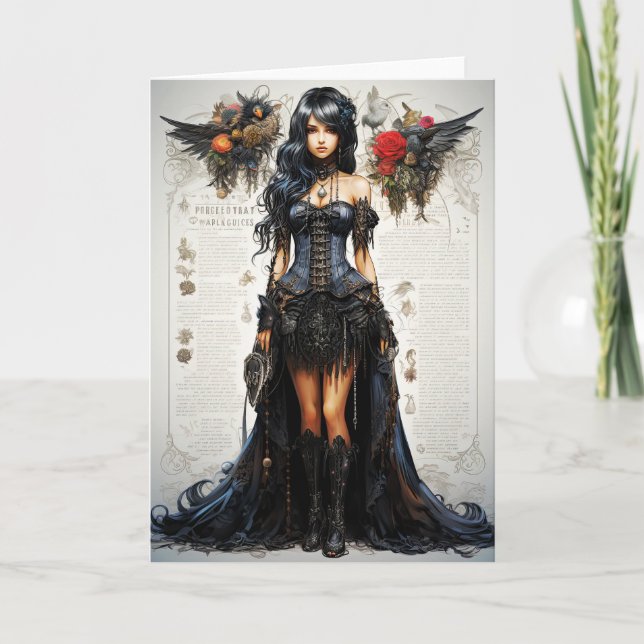 Cartão de Saudação da Garota Gótica Fantasy (Frente)