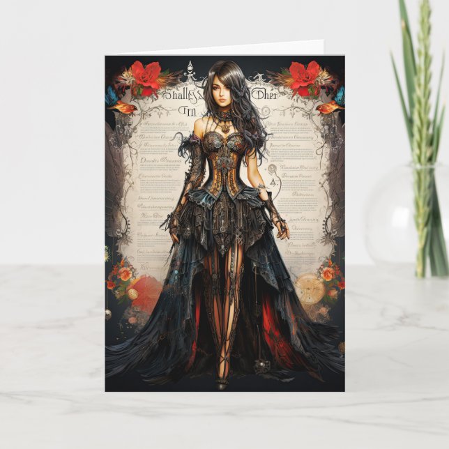 Cartão de Saudação da Garota Gótica Fantasy (Frente)
