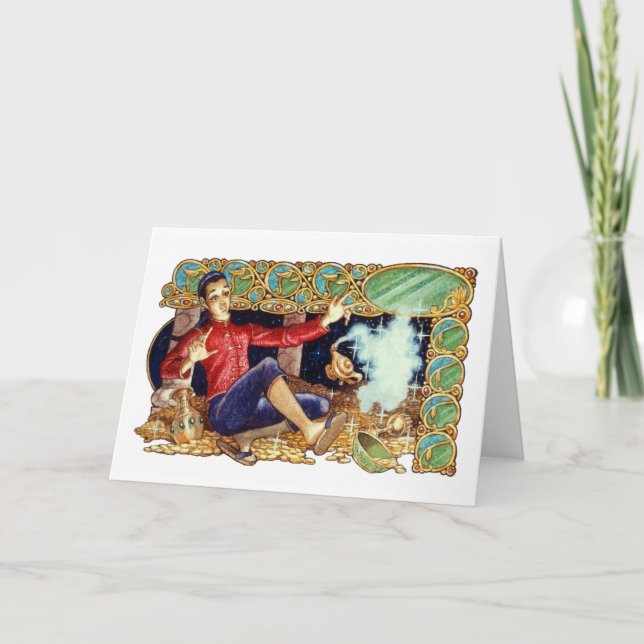 Cartão de saudação da lâmpada de Aladdin (Frente)