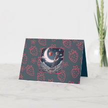 Cartão de Saudação da Lua de Morango