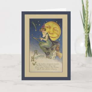 Cartão de Saudação da Mão Cheia de Bruxa Voadora d