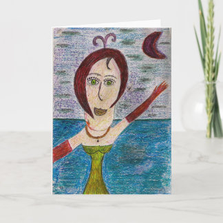 Cartão de saudação da moça (dentro de vazio)