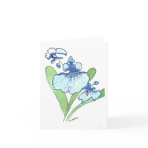 Cartão de Saudação da Orquídea Azul de Aquarela co