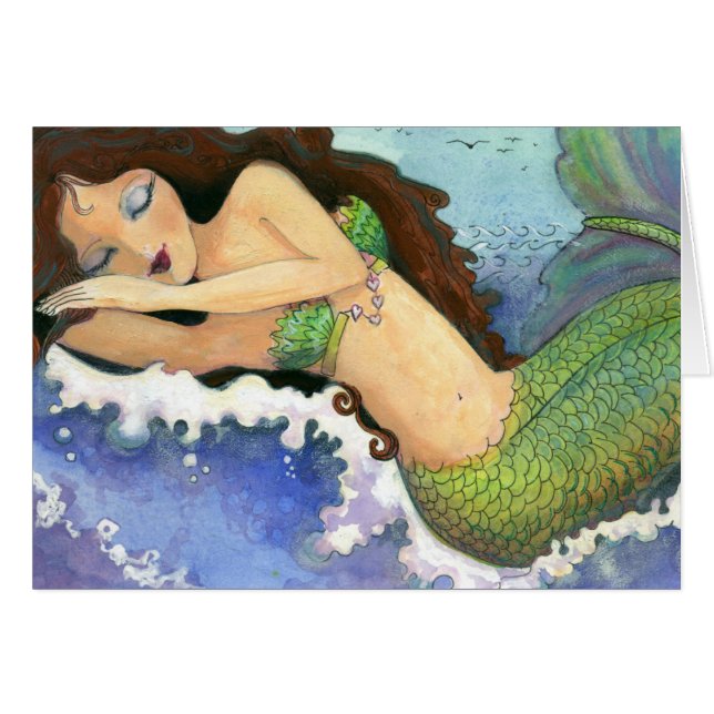 Cartão de saudação da Sereia Adormecida (5" x 7")  (Frente Horizontal)