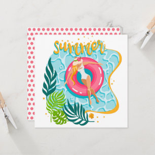 Cartão de Saudação da Summer Beach Girl