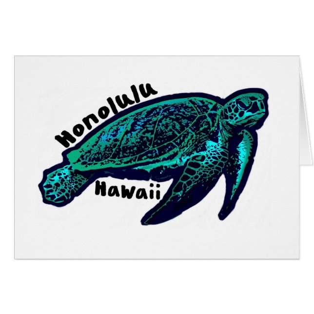 Cartão de saudação da tartaruga artística do Havaí (Frente Horizontal)