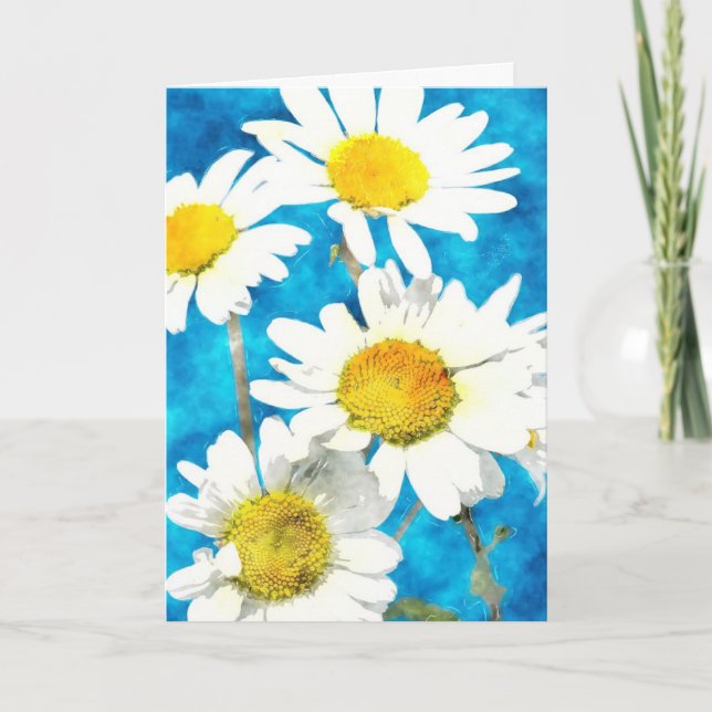 Cartão de Saudação Daisy em aquarela (Frente)