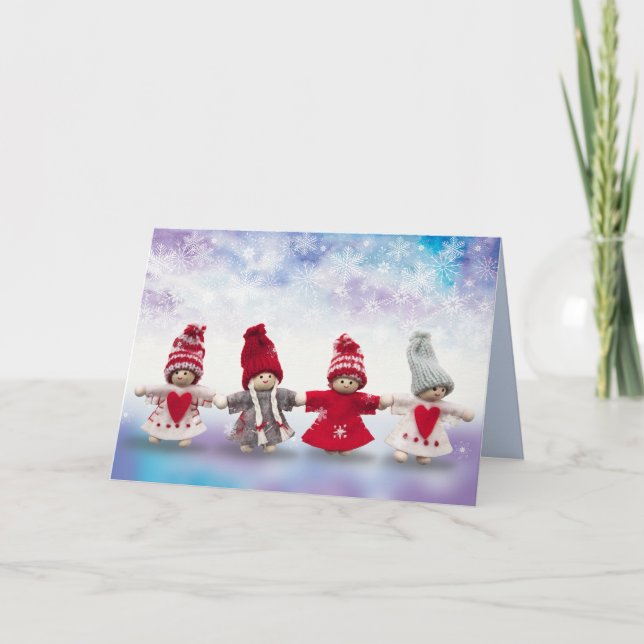 cartão de saudação das bonecas de natal (Frente)