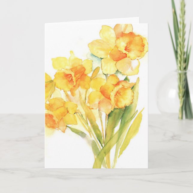 Cartão de saudação das flores daffodil aquarelas (Frente)