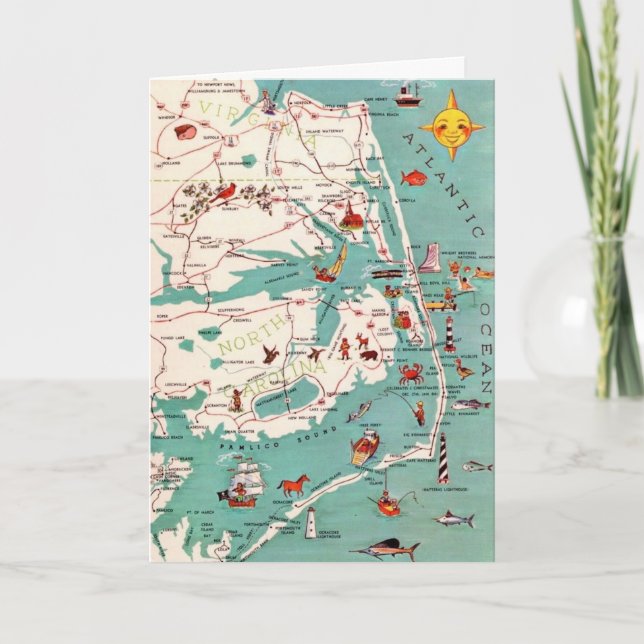Cartão de Saudação das Praias dos Outer Banks (Frente)
