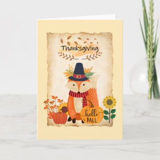 Cartão de Saudação de Ação de Graças do Autumn Fox