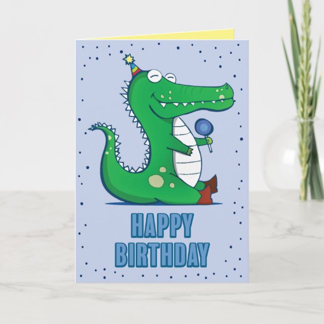 Cartão de Saudação de Aligator Birthday (Frente)