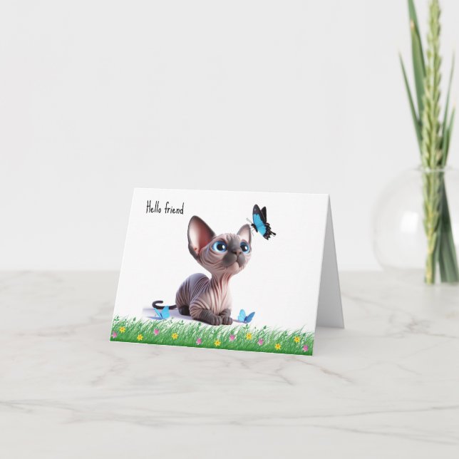 Cartão de Saudação de Amigo de Kitten Sphynx (Frente)