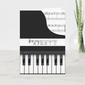 cartão de saudação de aniversário de chaves piano