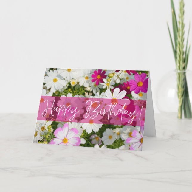 Cartão de Saudação de Aniversário do Cosmos Flower (Frente)