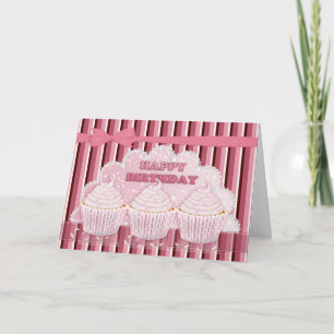Cartão de saudação de aniversário do cupcake