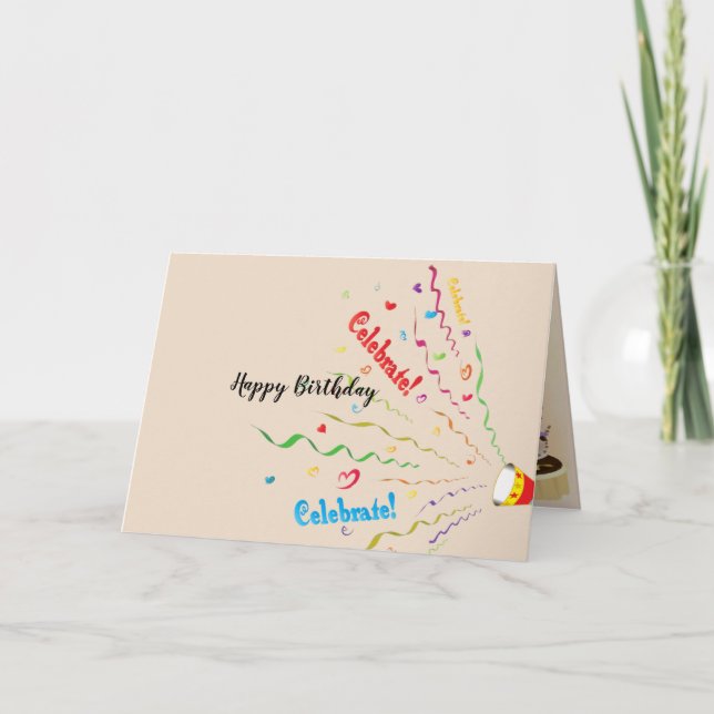 Cartão de Saudação de Aniversário Dobrado. (Frente)