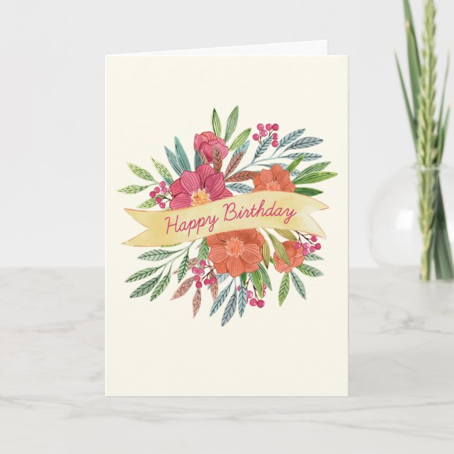 Cartão de Saudação de Aniversário Feliz (Optar Fot (Frente)