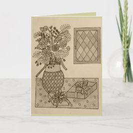 Cartão de Saudação de Aniversário Floral e Feminin