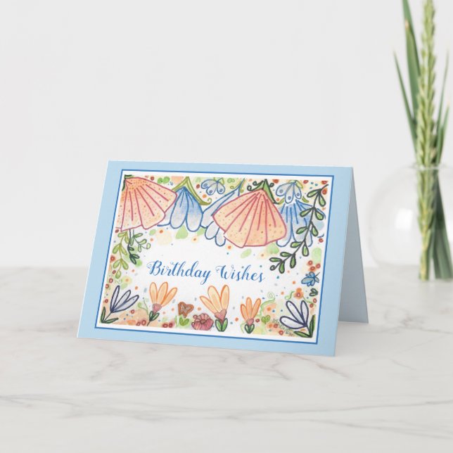 Cartão de Saudação de Aniversário para Flores do P (Frente)