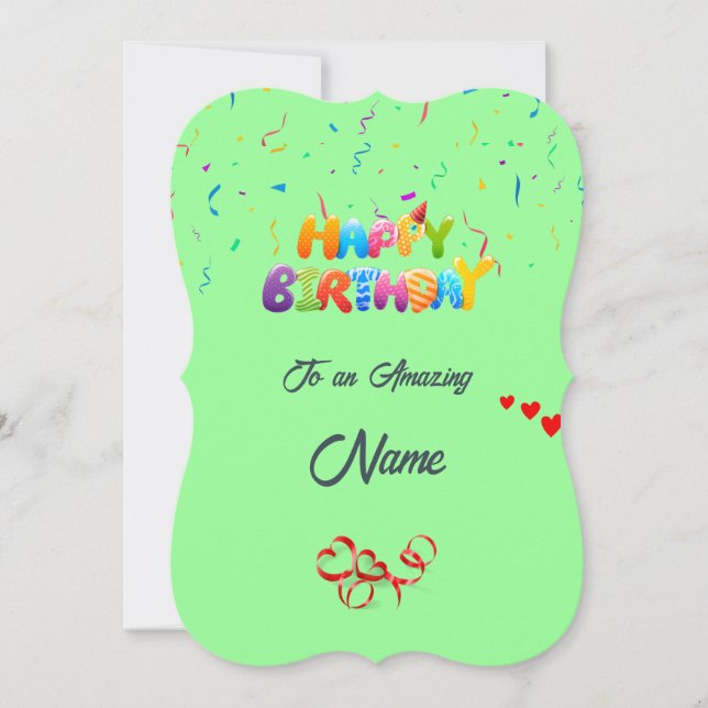 Cartão de Saudação de Aniversário Personalizado -  (Frente)