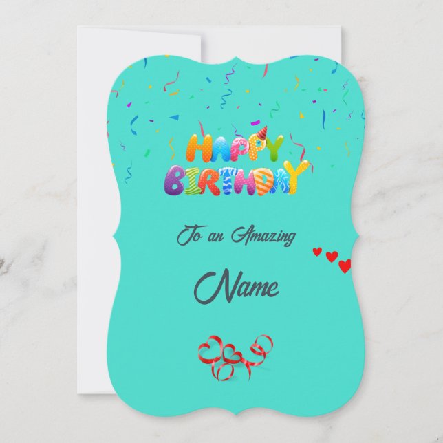 Cartão de Saudação de Aniversário Personalizado -  (Frente)