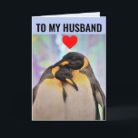 Cartão de saudação de ANIVERSÁRIO PINGUIN HUSBAND<br><div class="desc">AO MEU MARIDO. EU AMO CRIAR COM VOCÊ. CARTÃO FELIZ DE GANHO DE ANIVERSÁRIO</div>