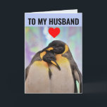 Cartão de saudação de ANIVERSÁRIO PINGUIN HUSBAND<br><div class="desc">AO MEU MARIDO. EU AMO CRIAR COM VOCÊ. CARTÃO FELIZ DE GANHO DE ANIVERSÁRIO</div>