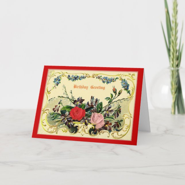 Cartão de Saudação de Aniversário Vintage (Frente)
