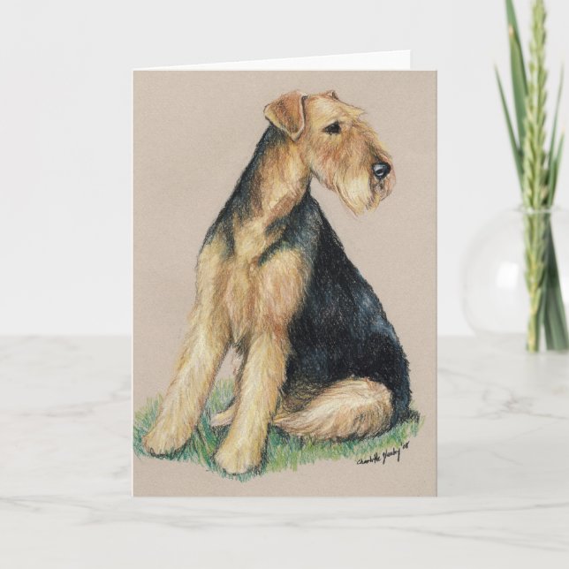 Cartão de Saudação de Arte Canina "Airedale" (Frente)