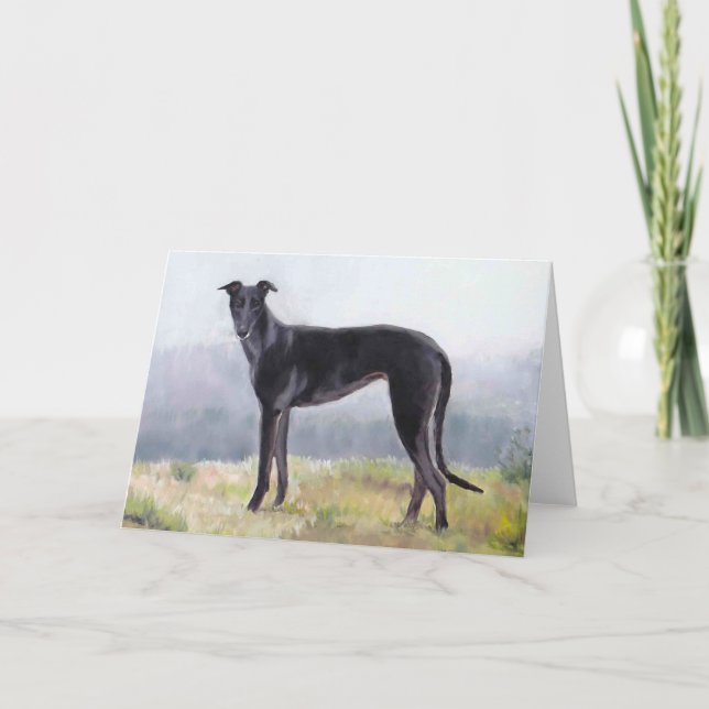 Cartão de Saudação de Arte Canina de Pé Negro Grey (Frente)