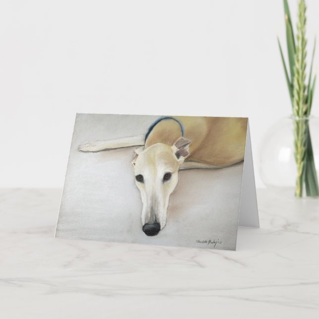 Cartão de Saudação de Arte Canina "Tan Greyhond" (Frente)