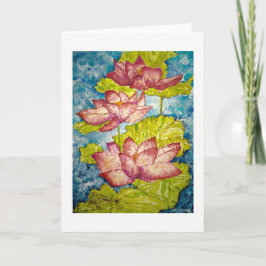 Cartão de Saudação de Arte com Aquarela de Lotus P
