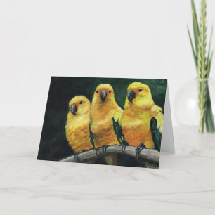 Cartão de Saudação de Arte com Pássaros "Três Mola