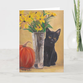 Cartão de Saudação de Arte de Gato Preto Pumpkin G