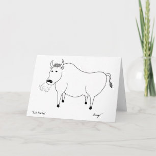 Cartão de Saudação de Arte Folk Bull