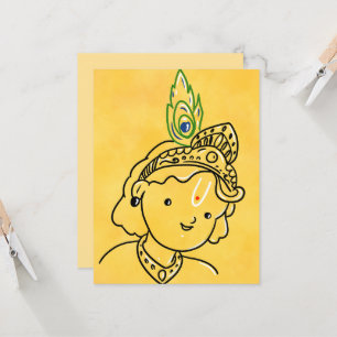 Cartão de Saudação de Arte Krishna Bonito
