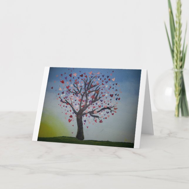 Cartão de Saudação de Árvore Coração (Frente)