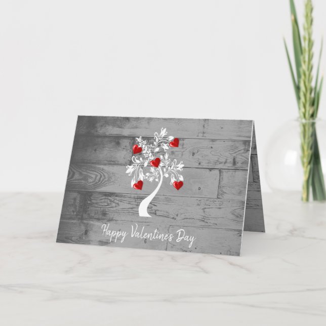 Cartão de Saudação de Árvore do Coração do Namorad (Frente)