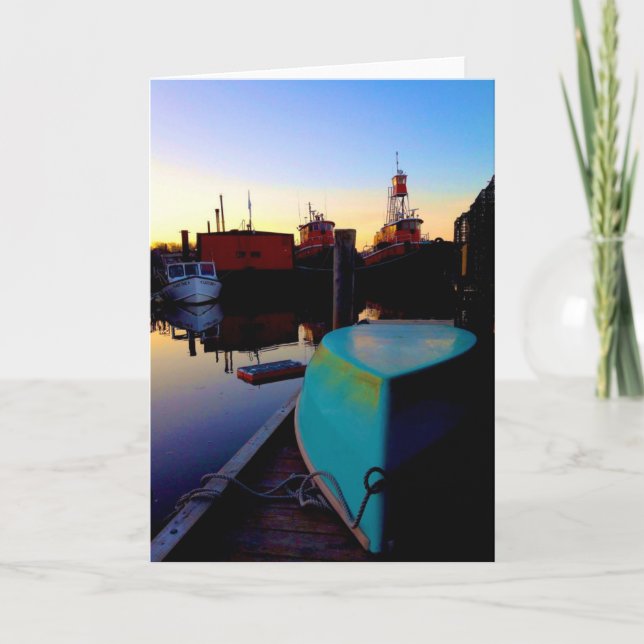 cartão de saudação de barcos brilhantes (Frente)