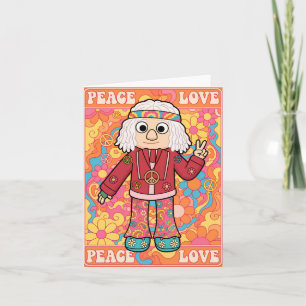 Cartão de saudação de boneca de paz e amor